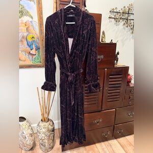 Ralph Lauren Black and Purple Velvet Robe